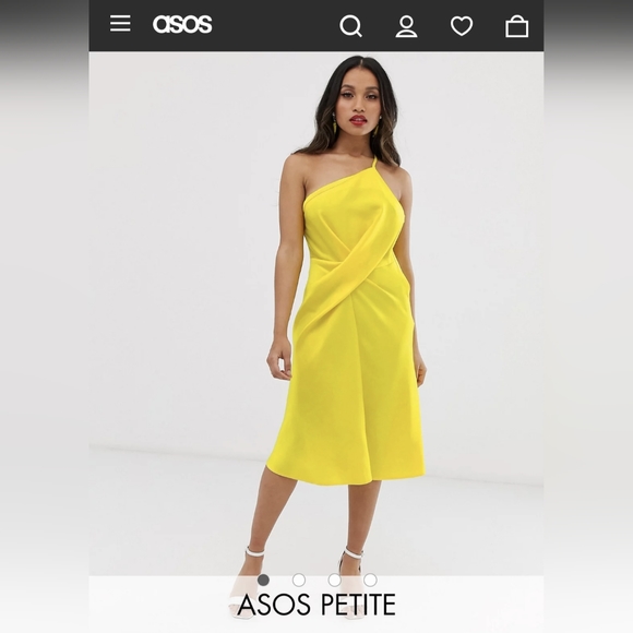 ASOS yellow Petite midi dress in Small - Picture 2 of 3